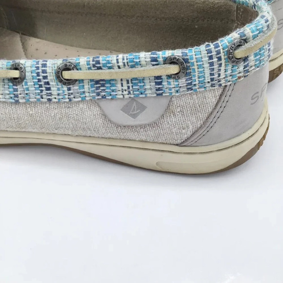 Women's Sperry Topsider Boat Shoes 8.5 Loafers Angelfish Rafia Slip On Blue Gray - Picture 11 of 14